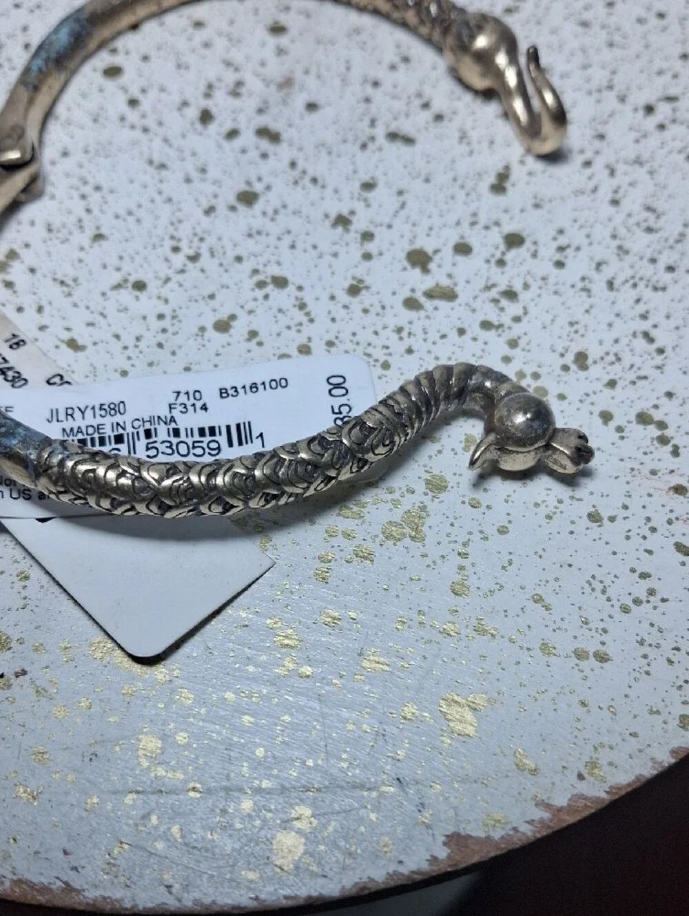 Lucky Brand Gold-Tone Peacock Hinge Bracelet with Charm